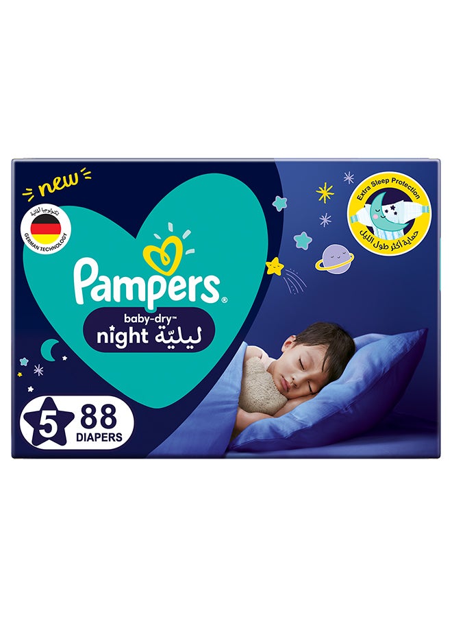 بامبرز حفاضات أطفال بيبي دراي ليلية، مقاس 5، لوزن من 12 إلى 17 كجم، 88 حفاضاً - حماية أكثر طول الليل - Image 2