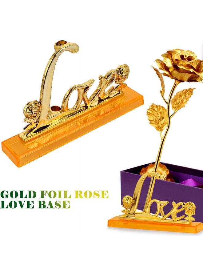 زهرة الأبدية مع قاعدة بتصميم كلمة "Love" مطلية بالذهب عيار 24 قيراطاً ذهبي 14 x 2 x 9سم - Image 1