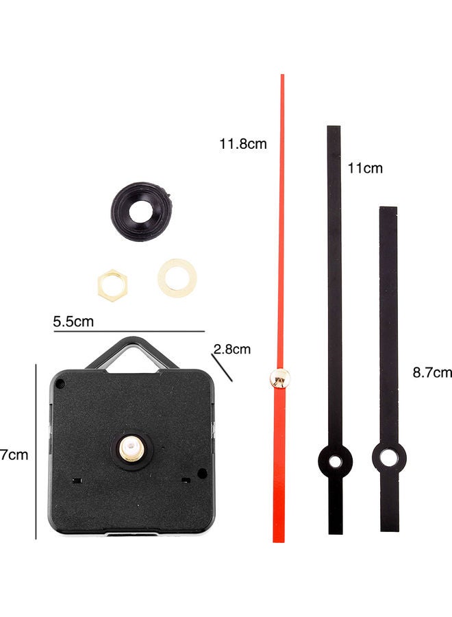 Retro Wall Clock Movement Mechanism with Black and Red Hand Replacement Set Multicolour 3 x 3 x 3cm - Image 3