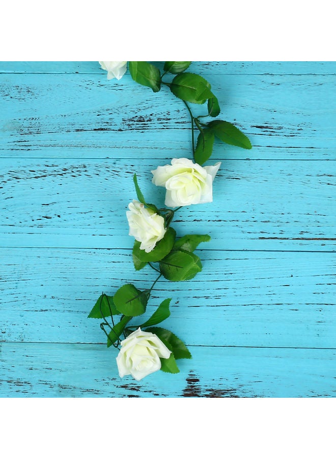 Artificial Rose Flower Simulation Vine Floral White/Green 17 x 13 x 7cm - Image 1