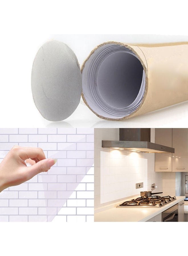 Glass Tile Waterproof Wall Sticker White 60 x 10 x 10cm - Image 2