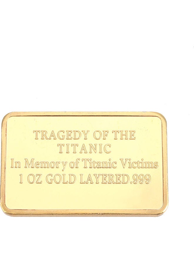 Gold-Plated Coin Ornament Golden 5 x 4 x 1cm
