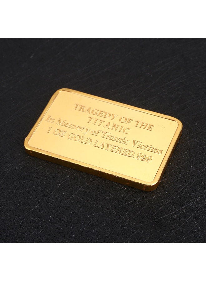 Gold-Plated Coin Ornament Golden 5 x 4 x 1cm