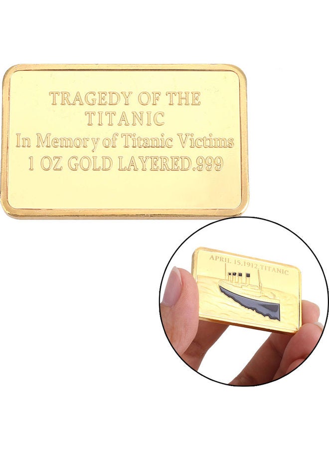 Gold-Plated Coin Ornament Golden 5 x 4 x 1cm