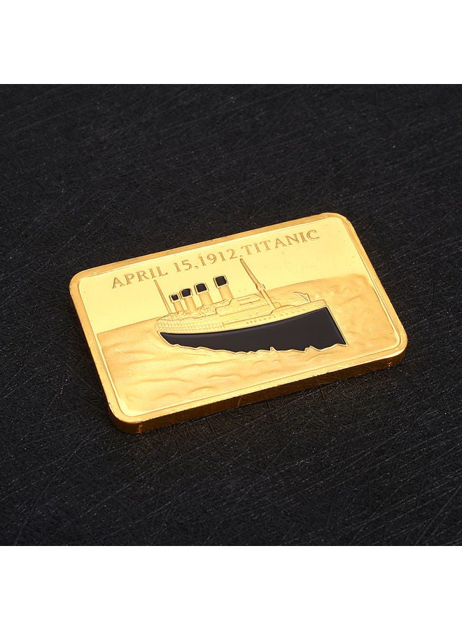 Gold-Plated Coin Ornament Golden 5 x 4 x 1cm