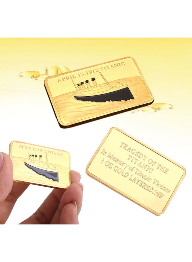 Gold-Plated Coin Ornament Golden 5 x 4 x 1cm