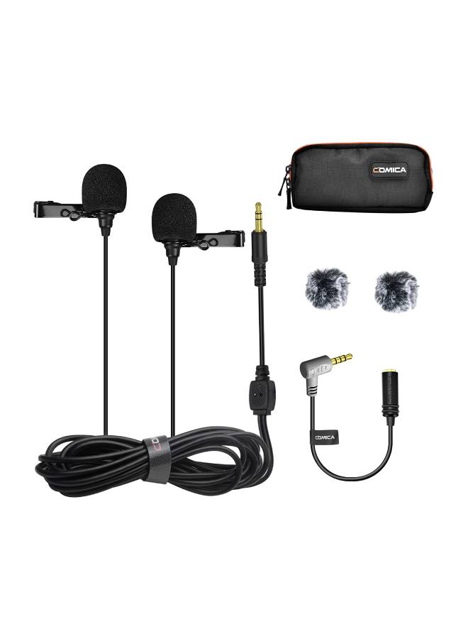 COMICA Dual-Headed Lavalier Lapel Clip-On Microphone Kit CVM-D02 Black  - Image 1