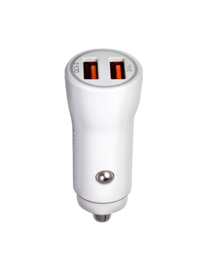 L'avvento Ultra Fast QC3 Dual Port USB Car Charger White 