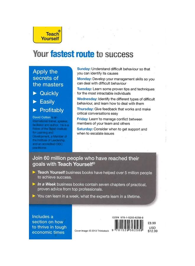 Teach Yourself Managing Difficult People In A Week Paperback English by David Cotton  - Image 2