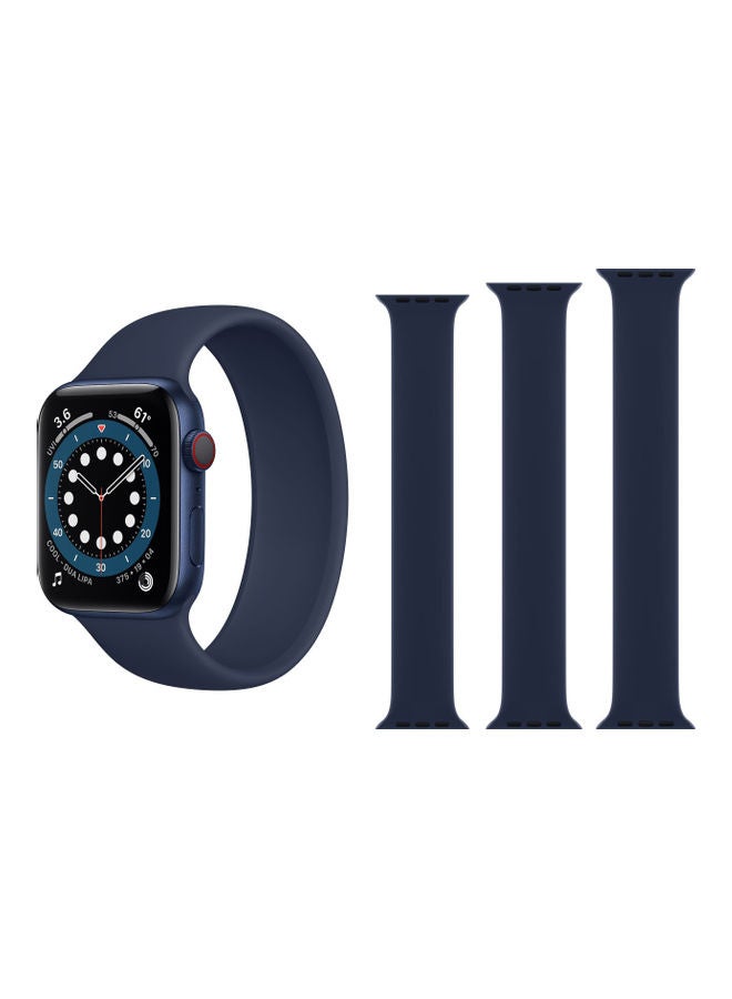 Perfii - 3-Piece Replacement Band For Apple Watch Series 6/SE/5/4/3/2/1 40/38 mm Deep Navy Blue - Image 1