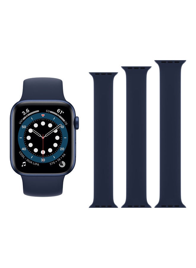 Perfii - 3-Piece Replacement Band For Apple Watch Series 6/SE/5/4/3/2/1 40/38 mm Deep Navy Blue - Image 1