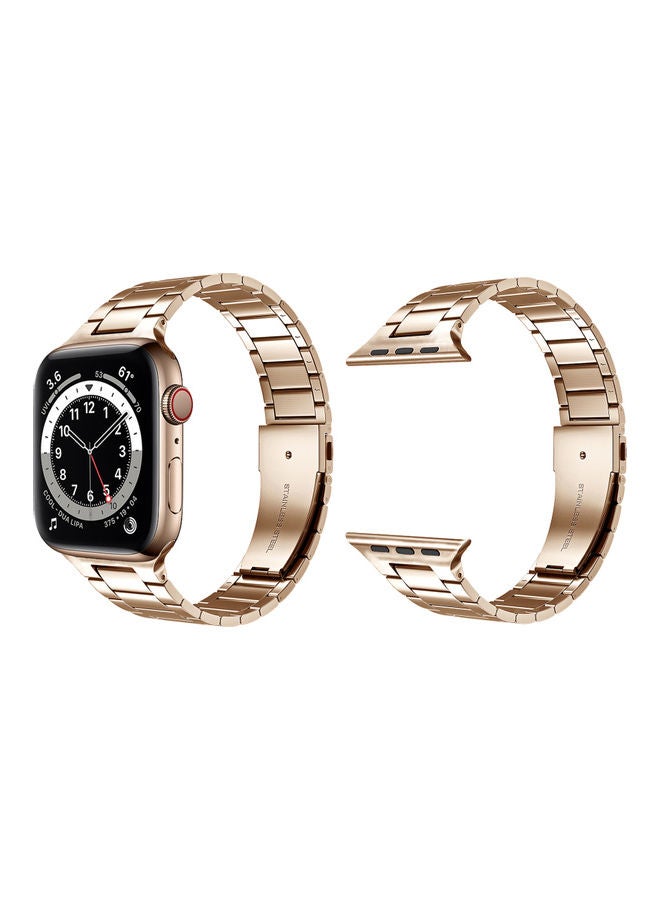 Perfii Replacement Band For Apple Watch Series 1/2/3/4/5/6/SE 38/40mm Official Gold - Image 2