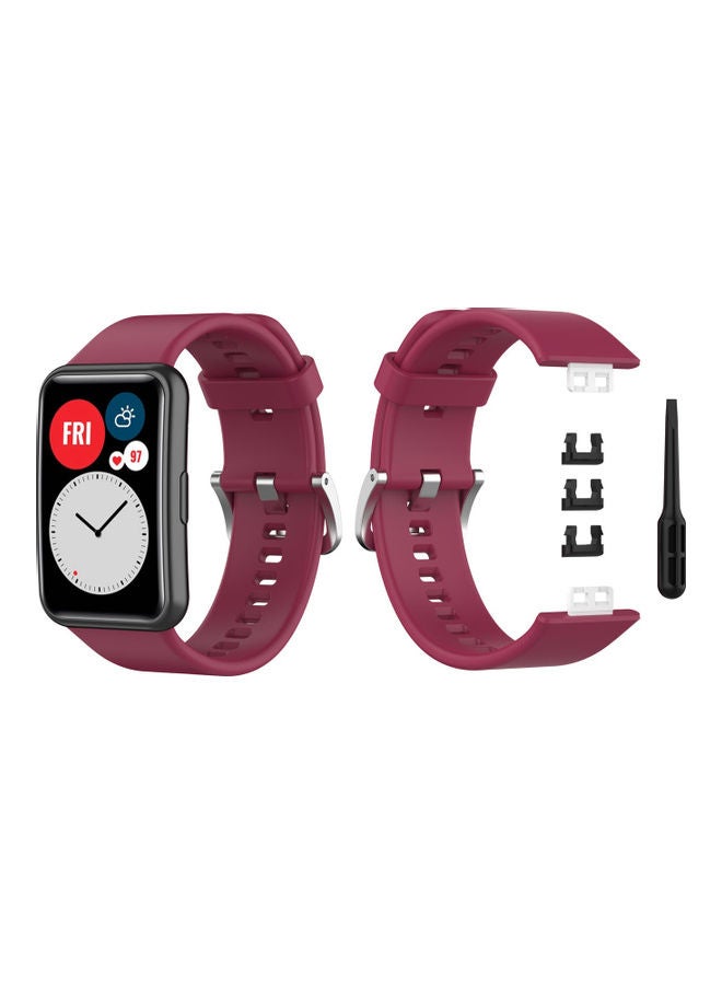 Perfii Buckle Silicone Replacement Band For Huawei Watch Light Pink - Image 2