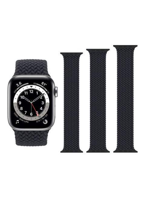 3-Piece Replacement Band For Apple Watch Series 1/2/3/4/5/6/SE 42/44mm Charcoal Black