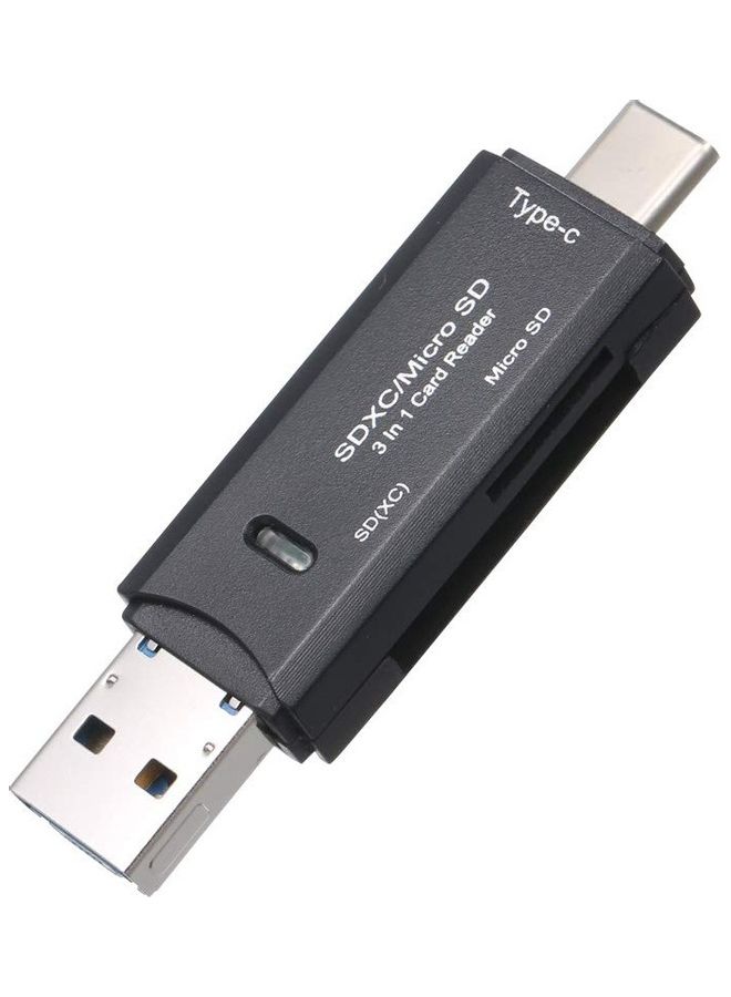 Type C 3 In 1 OTG Card Reader Black  - Image 1