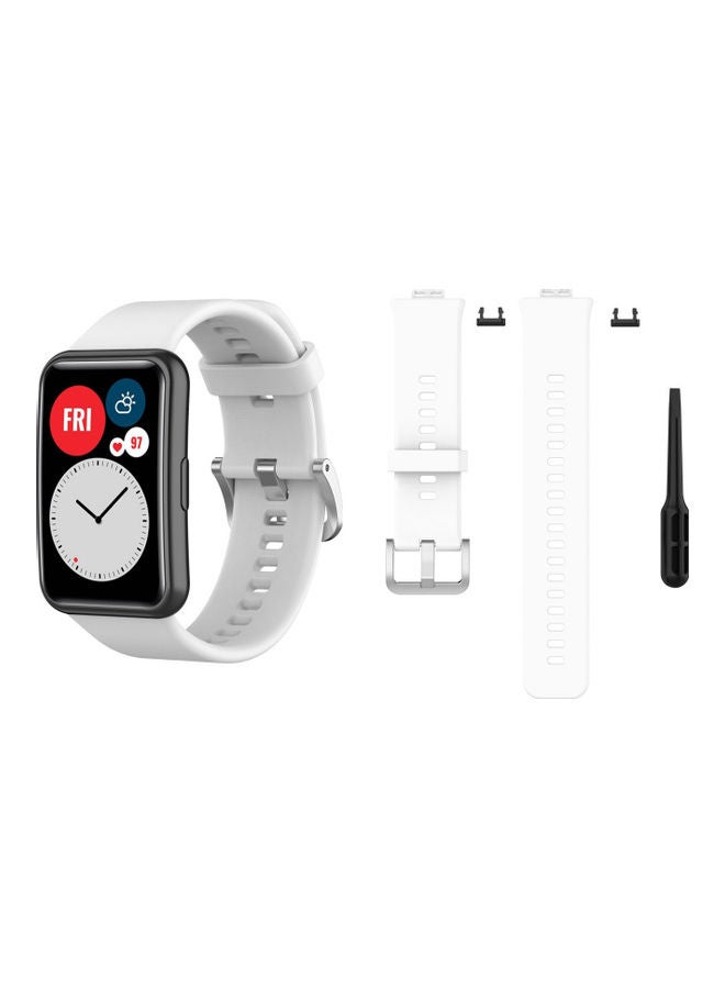 Perfii Buckle Silicone Replacement Band For Huawei Watch White - Image 1