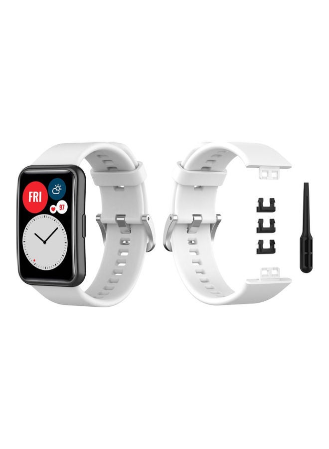 Perfii Buckle Silicone Replacement Band For Huawei Watch White - Image 2