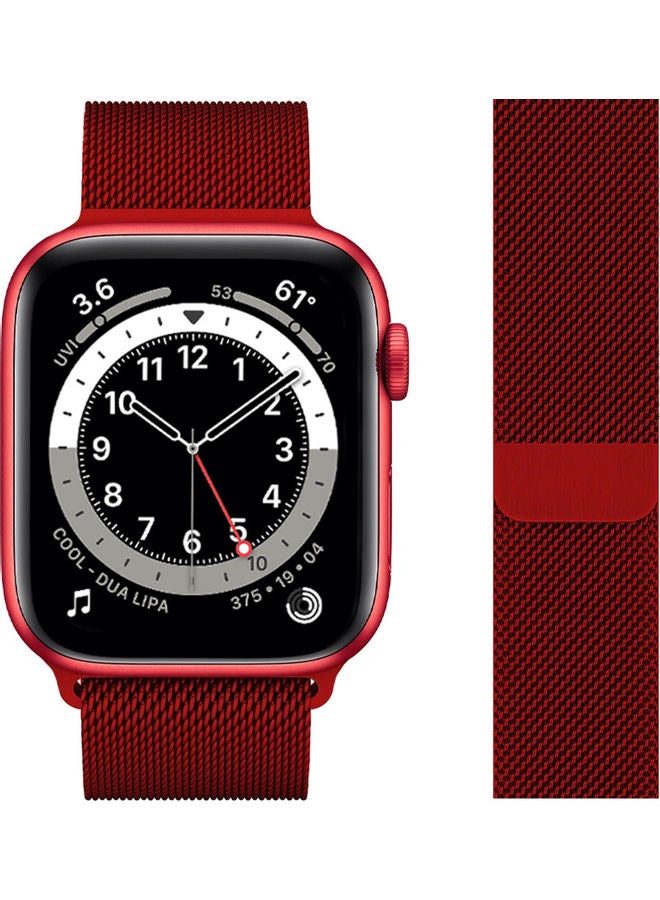 Perfii - Milanese Replacement Band for Apple Watch Red - Image 1
