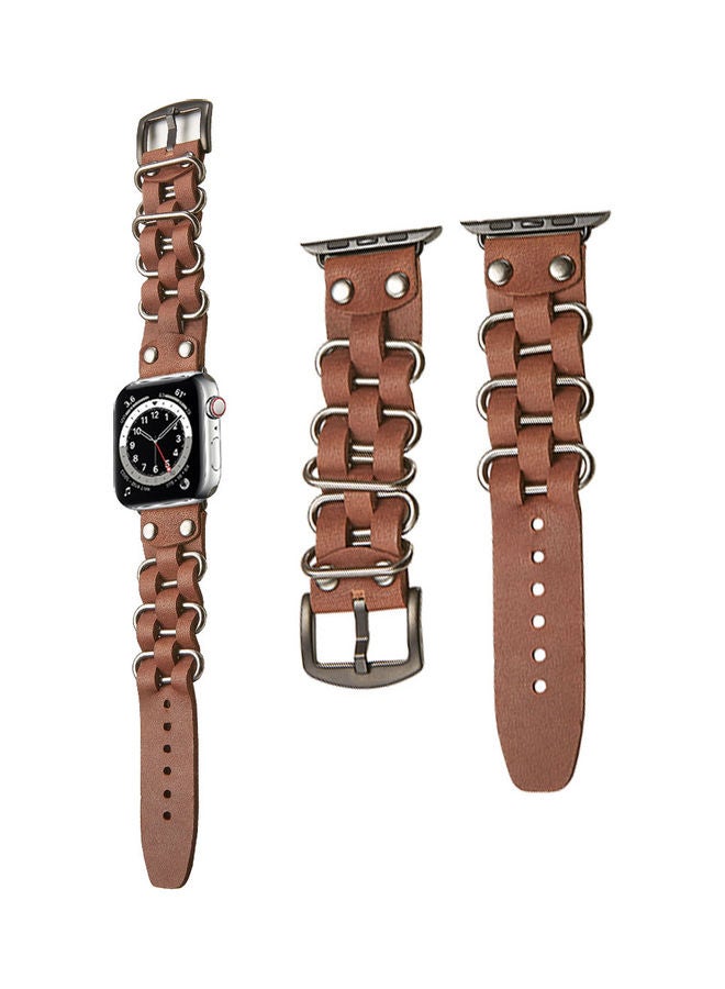 Perfii Punk Leather Replacement Band for Apple Watch Dark Brown - Image 1