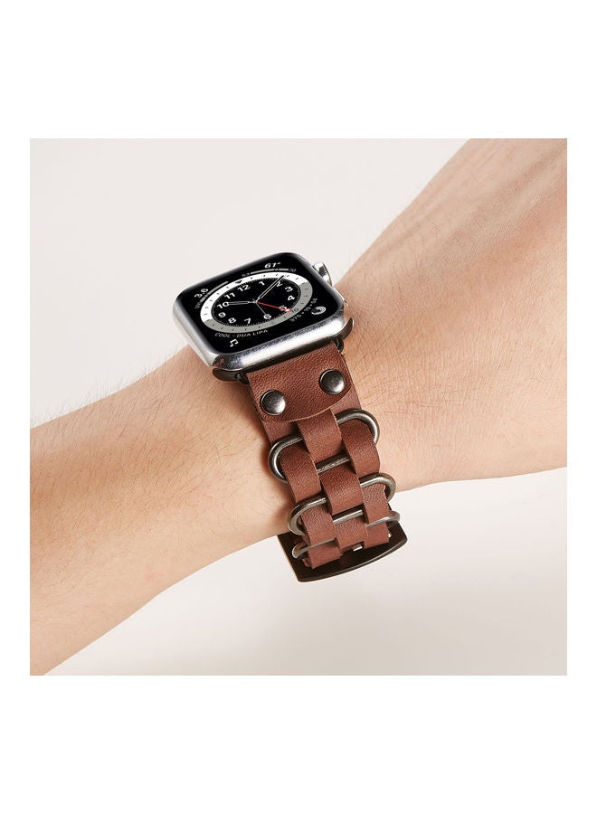 Perfii Punk Leather Replacement Band for Apple Watch Dark Brown - Image 3