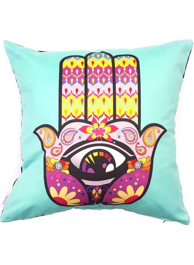 Alwan Hamsa Design Cushion Cover Blue 40x40cm - Image 1