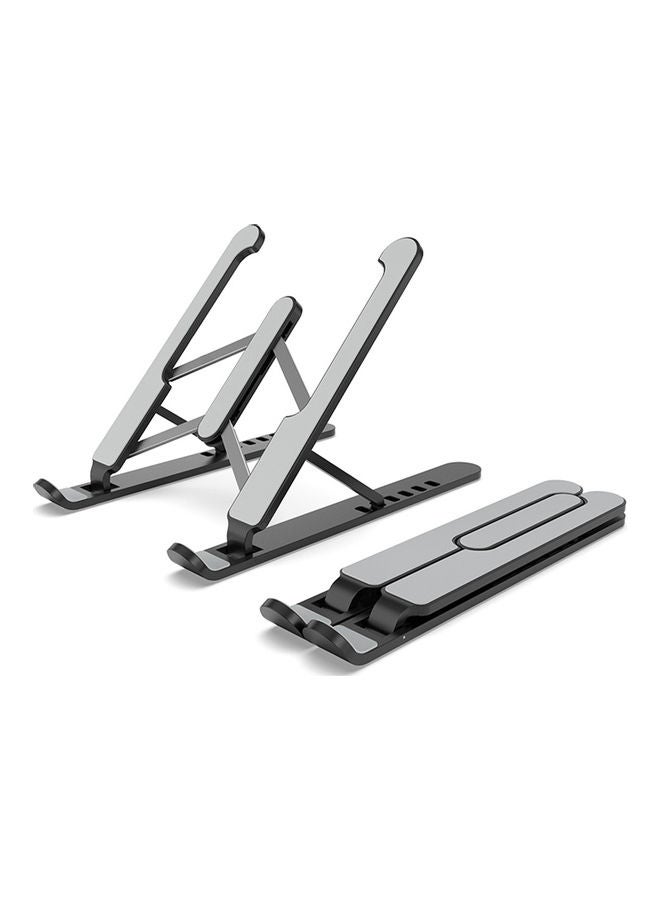 2-Piece 6-Levels Height Adjustable Laptop Stand Set Grey/Silver 