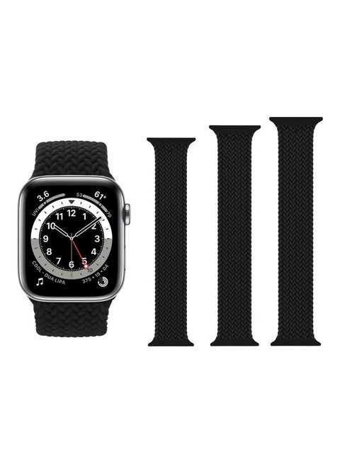 3-Piece Replacement Band For Apple Watch Series 1/2/3/4/5/6/SE 42/44mm Dark Black