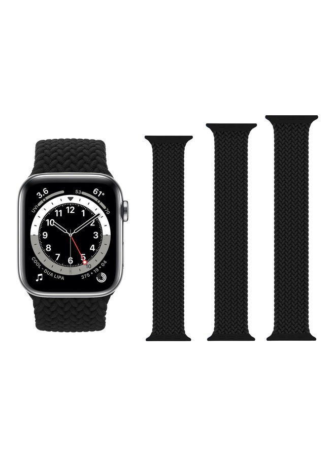 Perfii - 3-Piece Replacement Band For Apple Watch Series 1/2/3/4/5/6/SE 42/44mm Dark Black - Image 1
