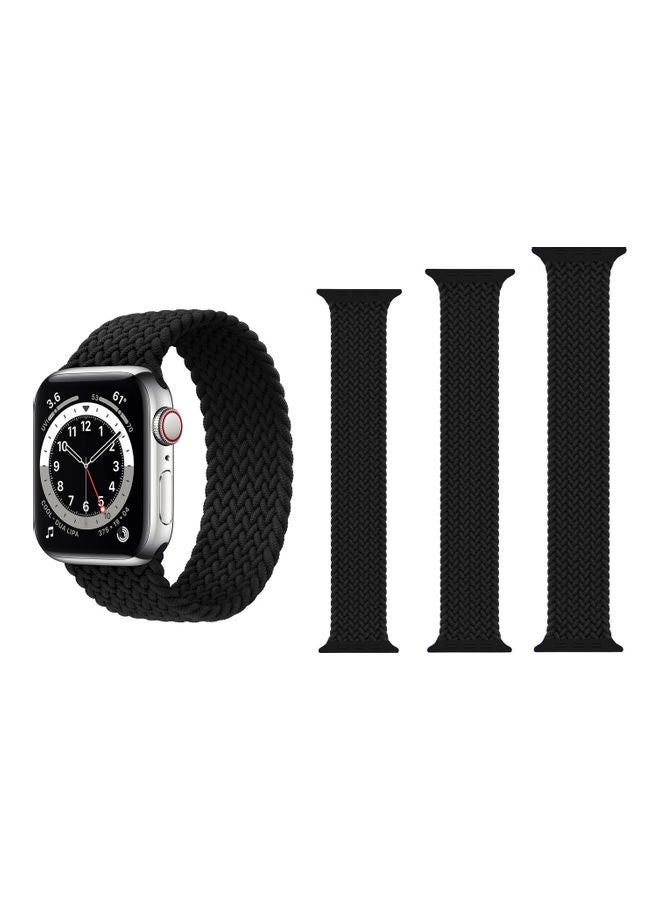 Perfii - 3-Piece Replacement Band For Apple Watch Series 1/2/3/4/5/6/SE 42/44mm Dark Black - Image 1