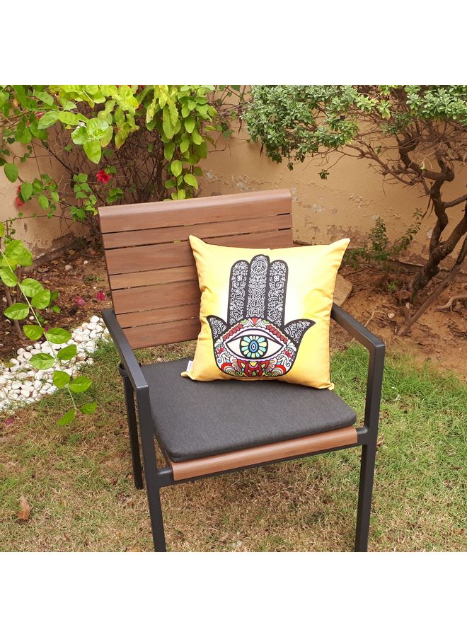 Alwan Hamsa Design Cushion Cover Yellow 40x40cm - Image 3