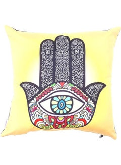 Alwan Hamsa Design Cushion Cover Yellow 40x40cm  - Image 1