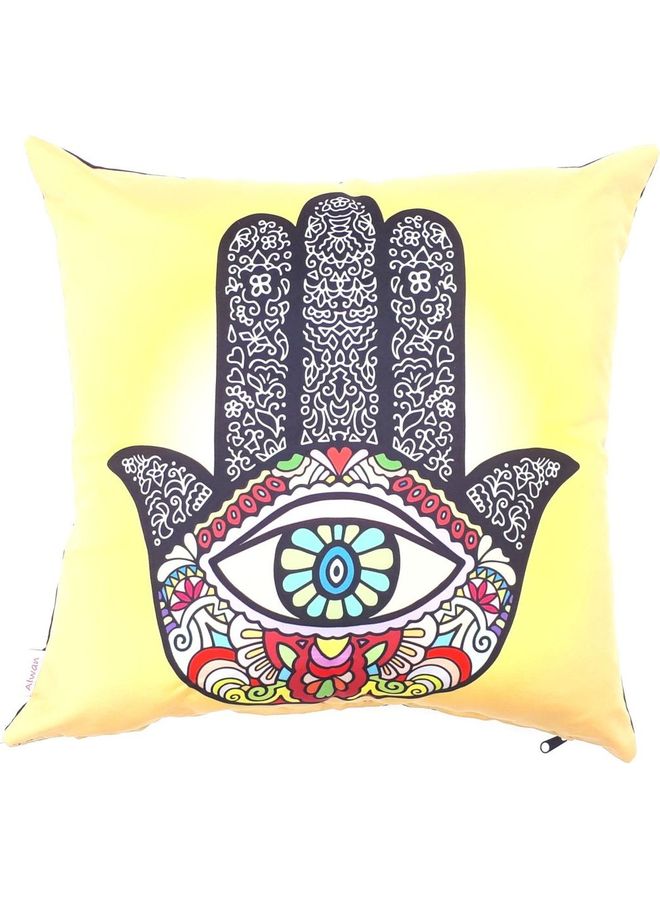 Alwan Hamsa Design Cushion Cover Yellow 40x40cm - Image 1