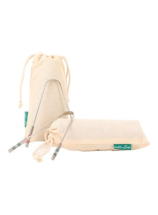 HealthAndYoga 2 Piece Surgical Steel Tongue Cleaners Steel 0cm - Image 2