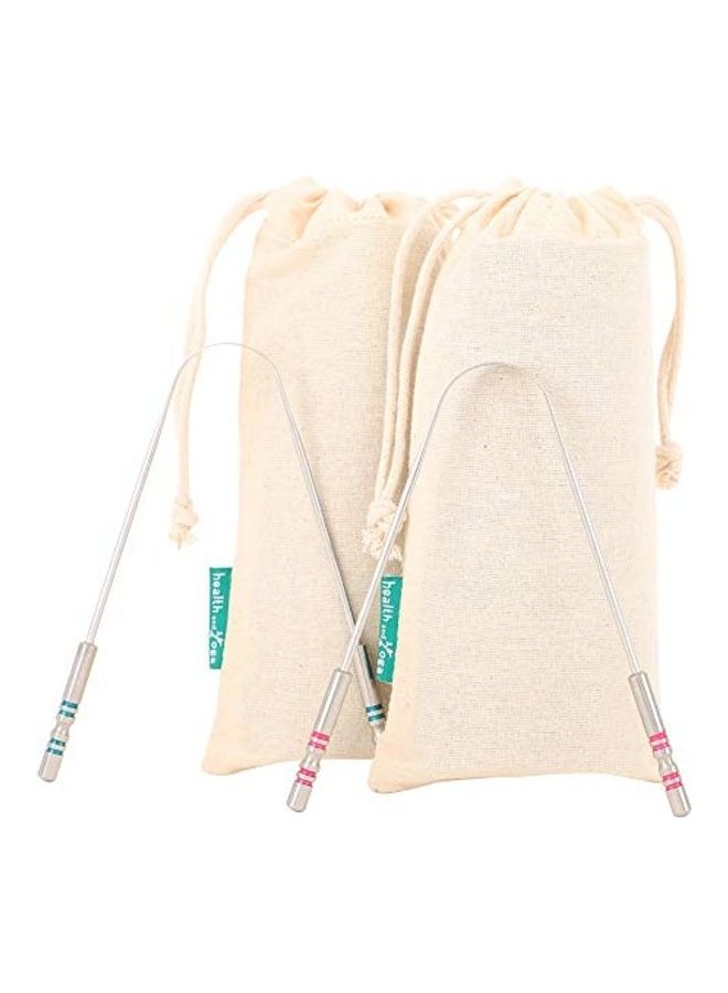 HealthAndYoga 2 Piece Surgical Steel Tongue Cleaners Steel 0cm - Image 3