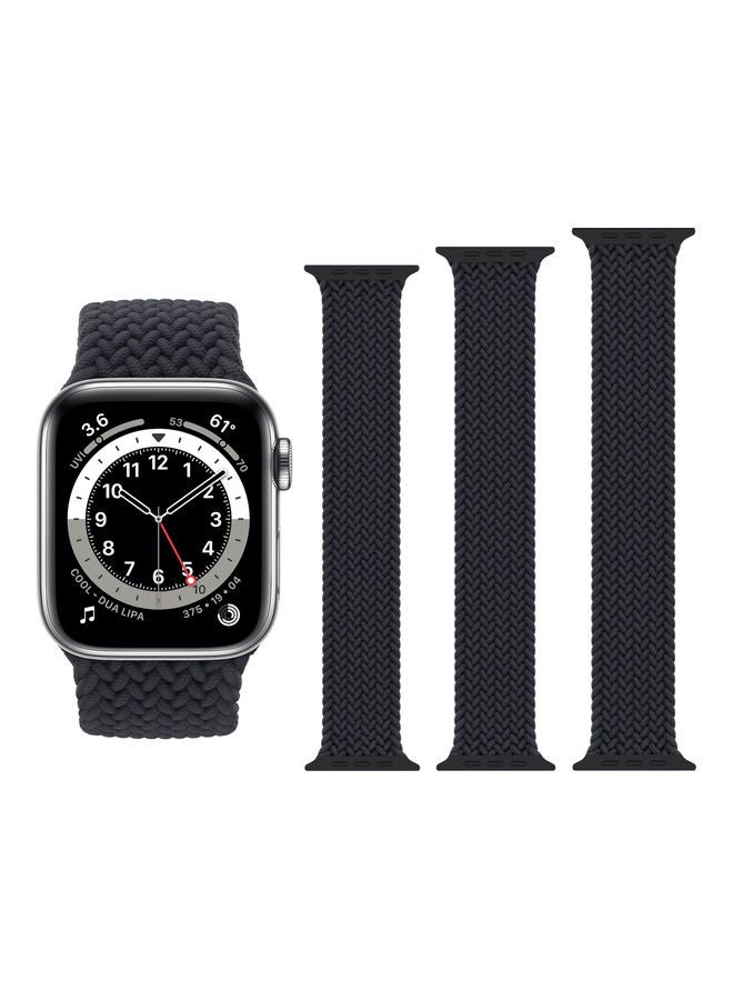 Perfii - 3-Piece Braided Band for Apple Watch Charcoal Black - Image 1