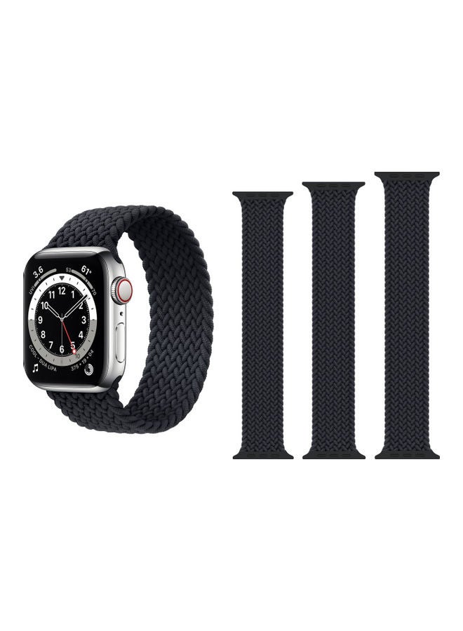 Perfii - 3-Piece Braided Band for Apple Watch Charcoal Black - Image 1
