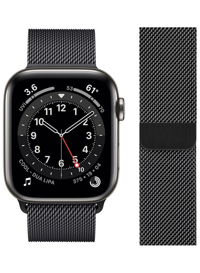 Perfii - Replacement Band For Apple Watch Series 6/SE/5/4/3/2/1 44/42 mm Black - Image 1