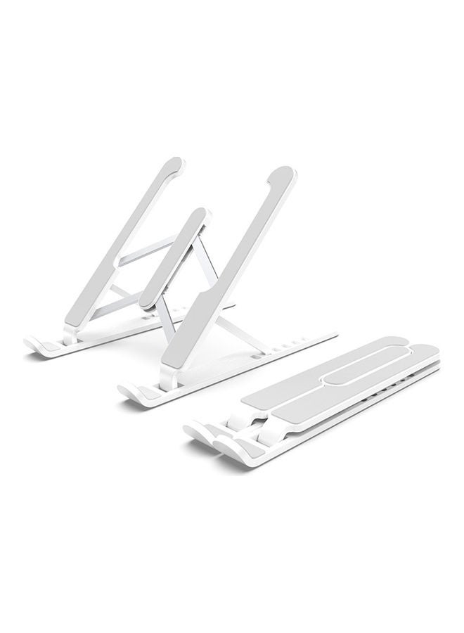 2-Piece 6-Levels Height Adjustable Laptop Stand Set White/Silver 