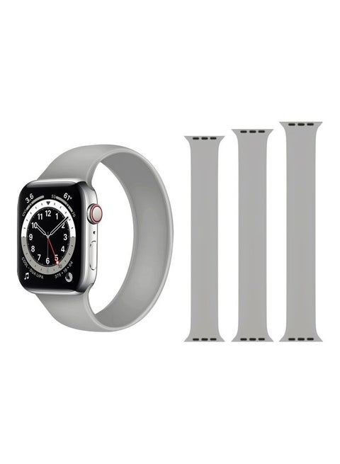 3-Piece Replacement Band For Apple Watch Series 1/2/3/4/5/6/SE 42/44mm Light Grey