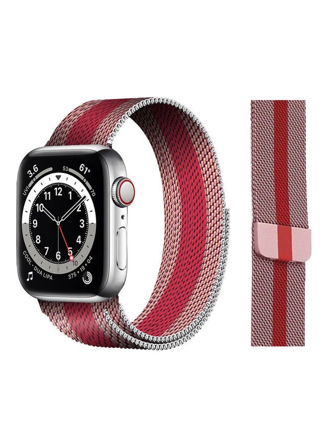 Perfii - Replacement Band For Apple Watch Series 1/2/3/4/5/6/SE 42/44mm Rose Gold/Red - Image 1