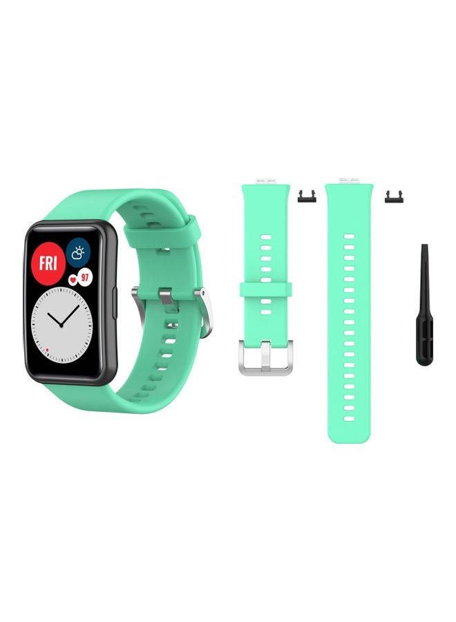 Perfii Buckle Silicone Replacement Band For Huawei Watch Green - Image 1