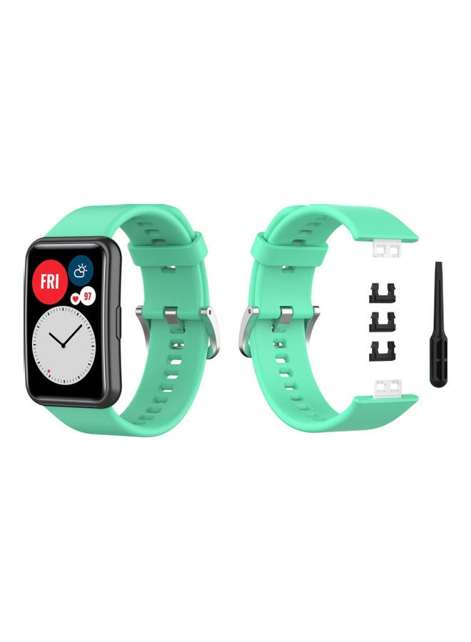 Perfii Buckle Silicone Replacement Band For Huawei Watch Green - Image 2