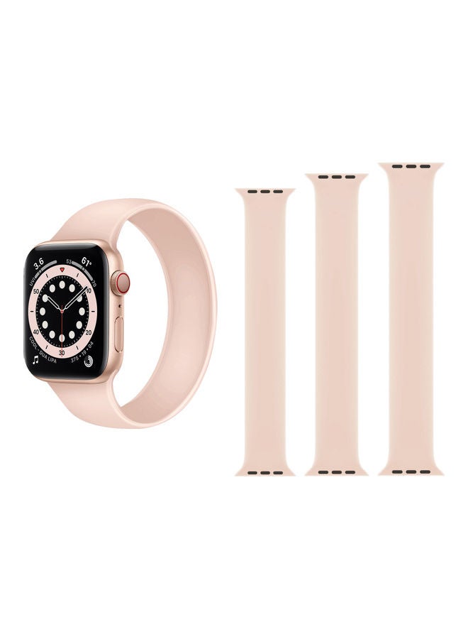 Perfii 3-Piece Replacement Band For Apple Watch Series 1/2/3/4/5/6/SE 38/40mm Pink Sand