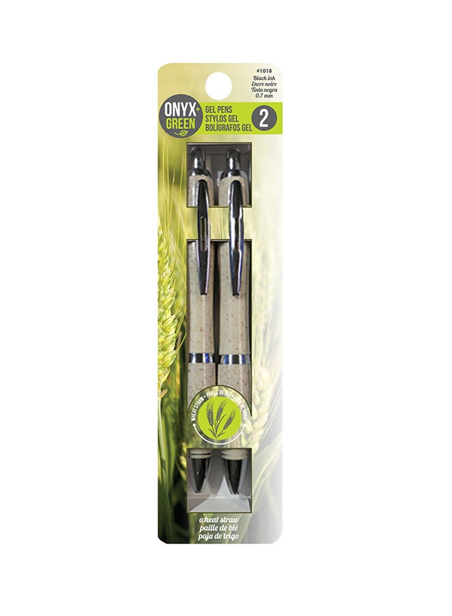 Pack Of 2 Retractable Gel Pen Beige/Silver