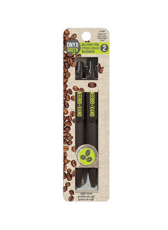 Onyx & Green - Pack Of 2 Retractable Ballpoint Pen Black - Image 1