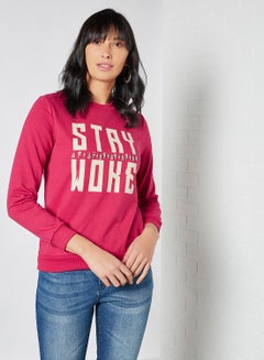 Slogan Front Sweatshirt Pink