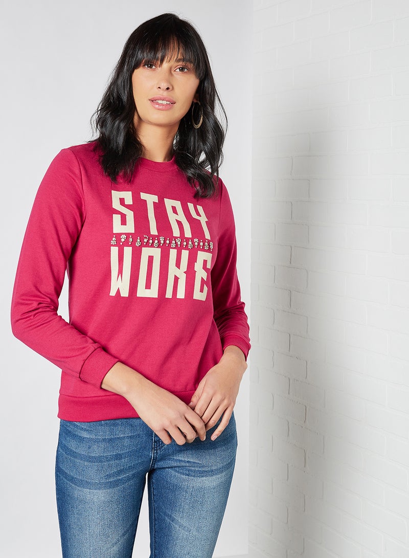 DressBerry - Slogan Front Sweatshirt Pink - Image 1