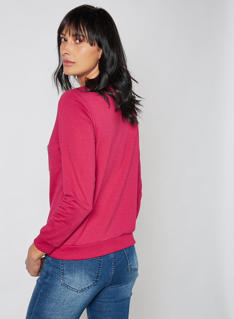 DressBerry - Slogan Front Sweatshirt Pink - Image 1
