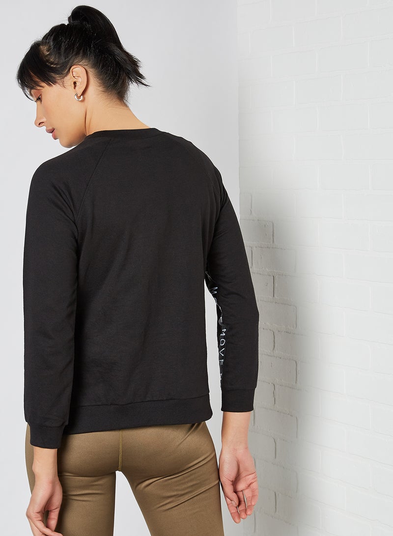 DressBerry - Slogan Print Sweatshirt Black - Image 1