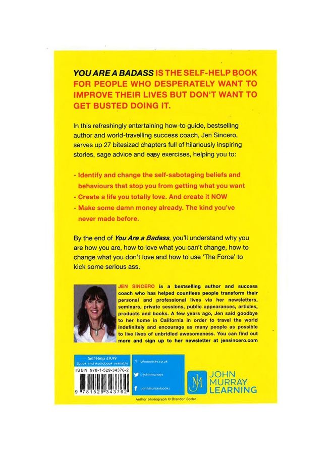 You Are A Badass. How To Stop Doubting Your Greatness And Start Living An Awesome Life Paperback English by Jen Sincero - 44197